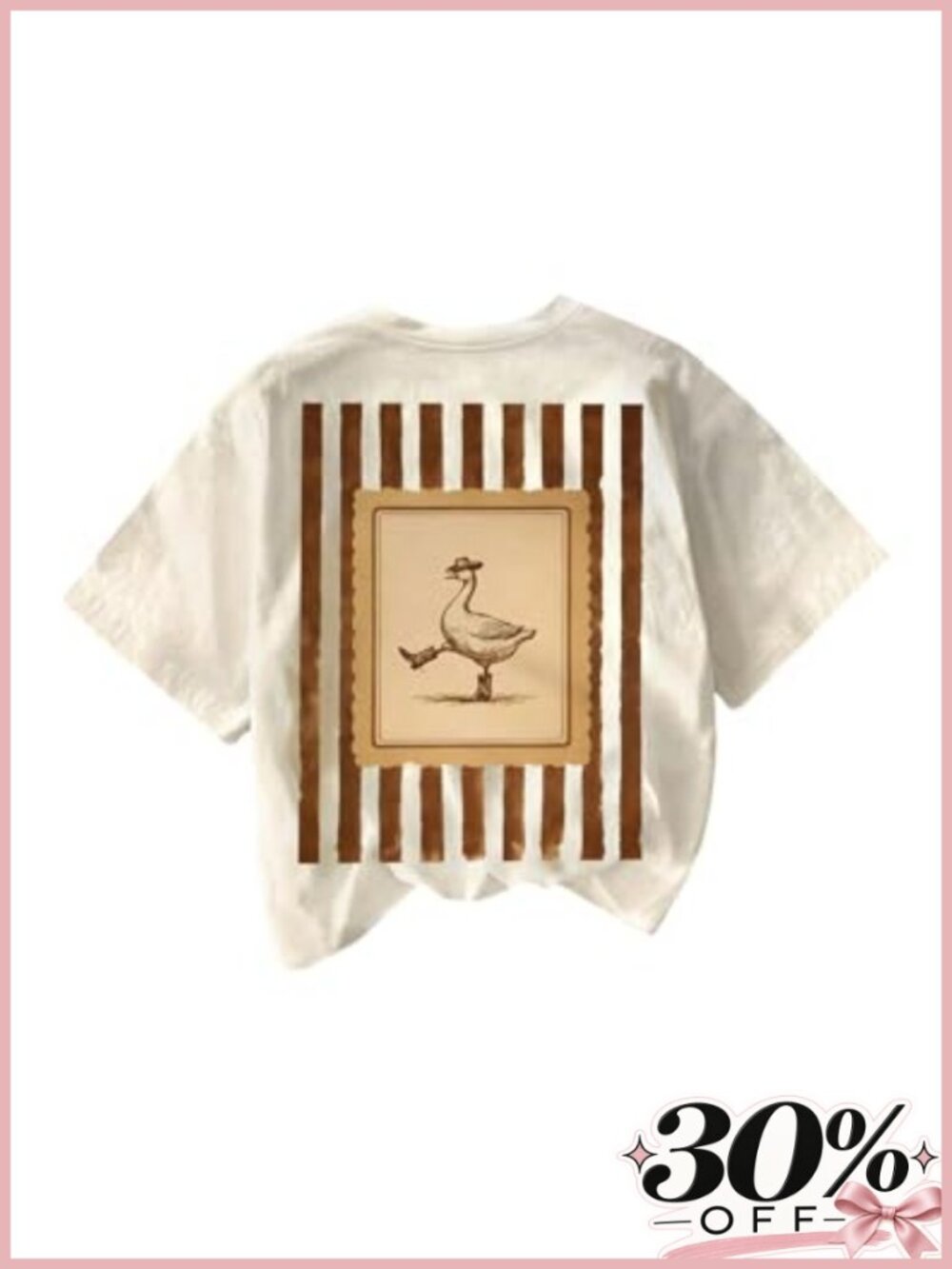 Graphic Duck Print Short Sleeve Crew Neck Casual Tee for Women